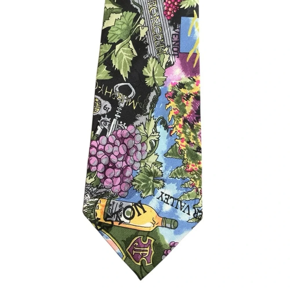 Nicole Miller Vintage Wine Vineyard Silk Tie